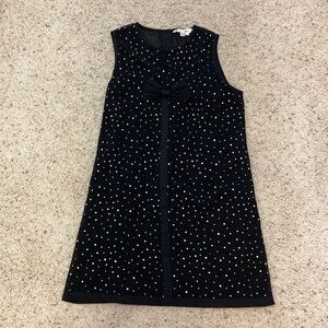 Yumi Black Bow Dress w/ Gold Polka Dots